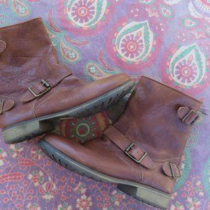 Brown Leather Moto Boots